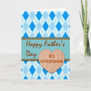 Father's Day for #1 Stepdad, Argyle Design Card