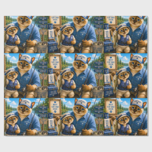Father's Day for Cat Dad Fishing Lover Wrapping Paper