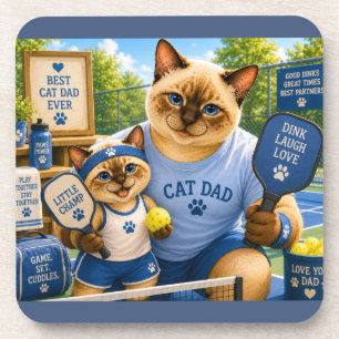 Father's Day for Cat Dad Pickleball lovers Coaster