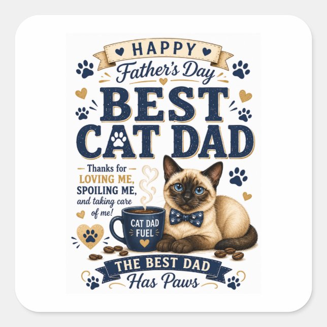 Father's Day for Cat Dad Square Sticker (Front)