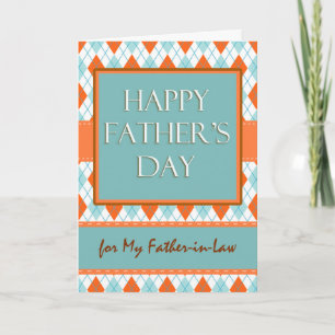 Father's Day for Father-in-Law, Argyle Design Card