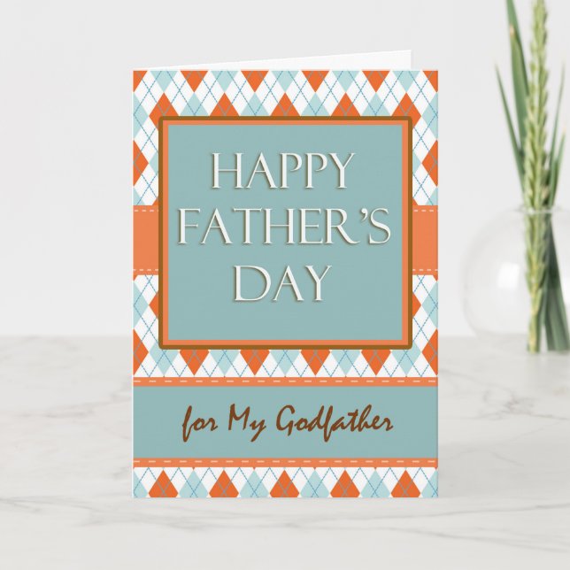 Father's Day for Godfather, Diamond Argyle Design Card (Front)