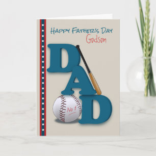 Father's Day for Godson Baseball Theme No.1 Dad Card