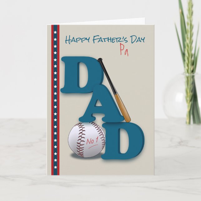 Father's Day for Pa Baseball Theme No.1 Dad Card (Front)