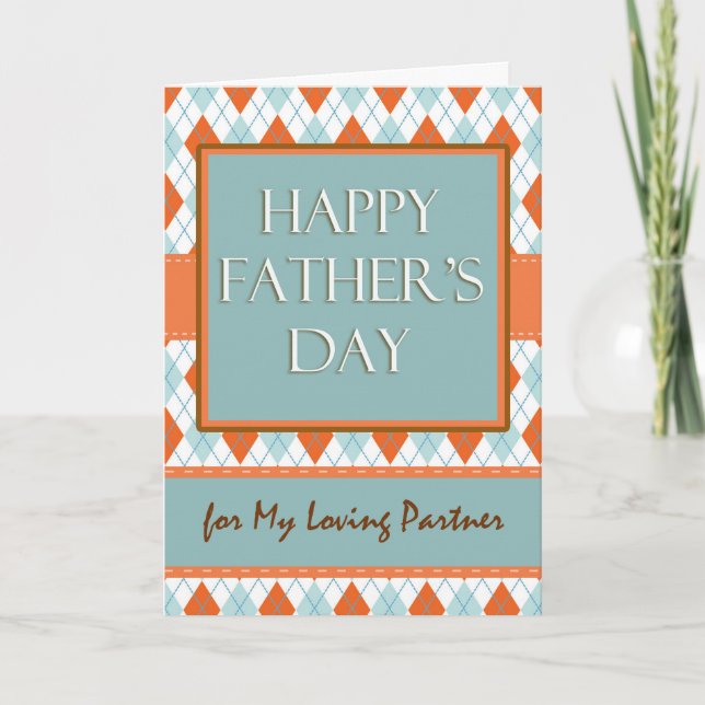 Father's Day for Partner, Diamond Argyle Design Card (Front)
