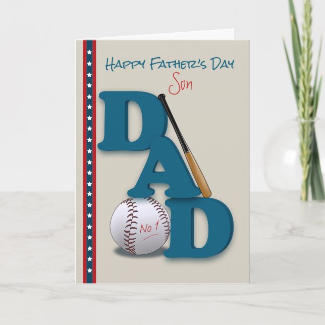Father's Day for Son Baseball Theme No.1 Dad Card (Front)