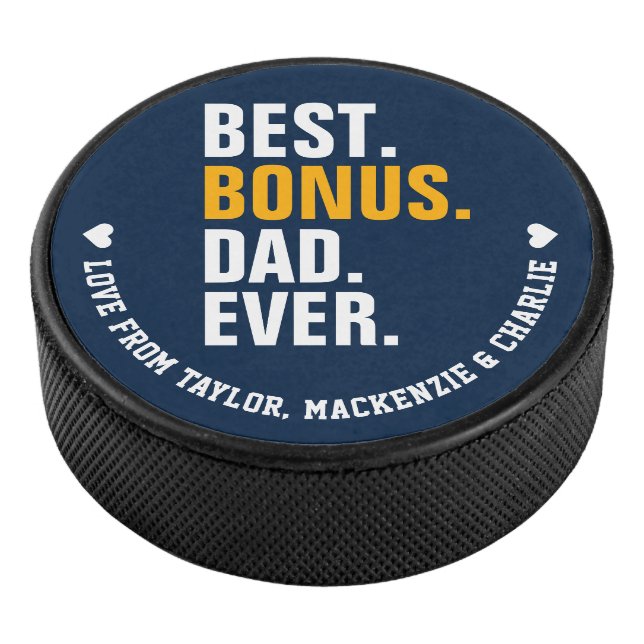 Fathers Day for Stepdad Bonus Dad Personalised  Hockey Puck (3/4)