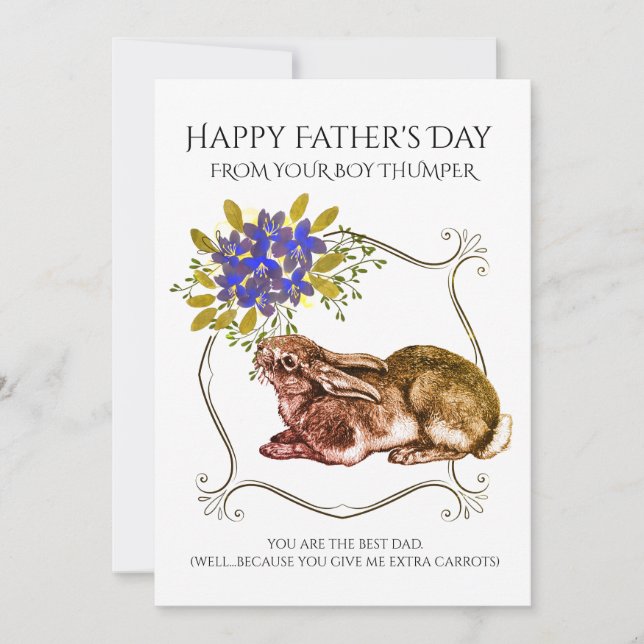 Father's Day From Your Rabbit On White Holiday Card (Front)