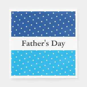 Father's Day Fun Sky Deep Blue White Stripes Dots Napkin