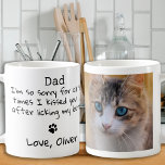 Father's Day - Funny Cat Dad Custom Pet Photo Coffee Mug<br><div class="desc">Surprise Dad this Father's Day with this super cute dog dad mug . Dad ... I'm so sorry for all the times I kissed you ... after licking my butt . Personalise with the Cat Dad's favourite Pet Photo, and name . COPYRIGHT © 2020 Judy Burrows, Black Dog Art -...</div>