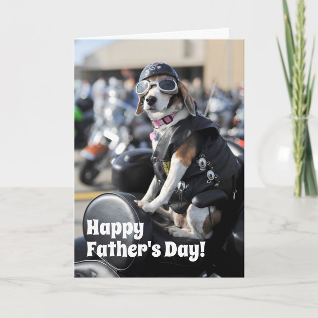Father's Day Funny Dog on Motorcycle Card (Front)