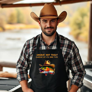 Fathers Day Funny Fish Wearing a Cowboy Hat Apron