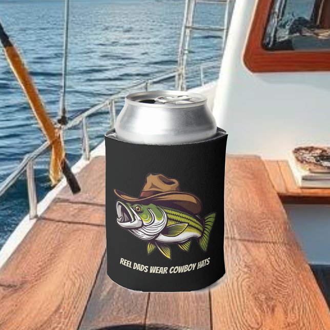 Fathers Day Funny Fish Wearing a Cowboy Hat Can Cooler (Fathers Day Funny Fish Wearing a Cowboy Hat Can Cooler )