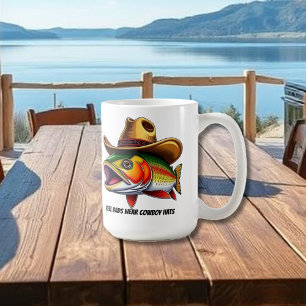 Fathers Day Funny Fish Wearing a Cowboy Hat Coffee Mug