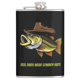 Fathers Day Funny Fish Wearing a Cowboy Hat Hip Flask