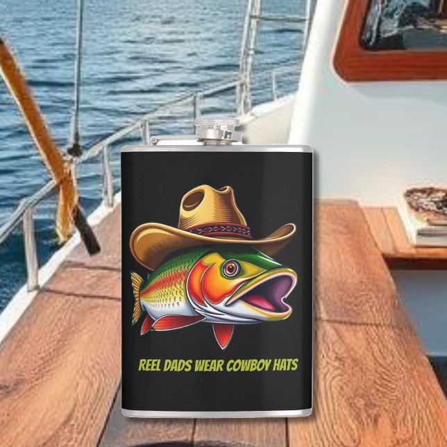 Fathers Day Funny Fish Wearing a Cowboy Hat Hip Flask (Fathers Day Funny Fish Wearing a Cowboy Hat Flask)