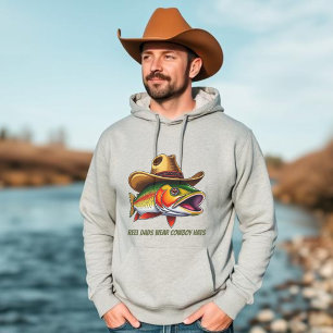 Fathers Day Funny Fish Wearing a Cowboy Hat Hoodie