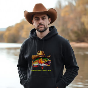 Fathers Day Funny Fish Wearing a Cowboy Hat Hoodie