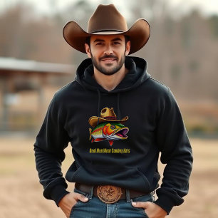 Fathers Day Funny Fish Wearing a Cowboy Hat  T-Shirt