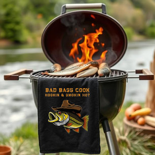 Fathers Day Funny Fish wearing a Cowboy Hat  Tea Towel