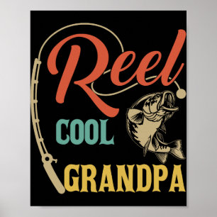 Fathers Day Funny Fisherman Reel Cool Grandpa Fish Poster