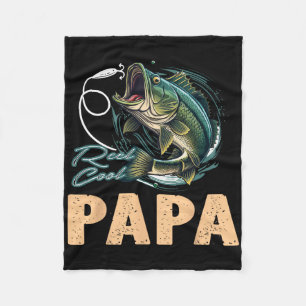 Fathers Day Funny Fisherman Reel Cool Papa Fishing Fleece Blanket