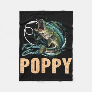 Fathers Day Funny Fisherman Reel Cool Poppy Fishin Fleece Blanket