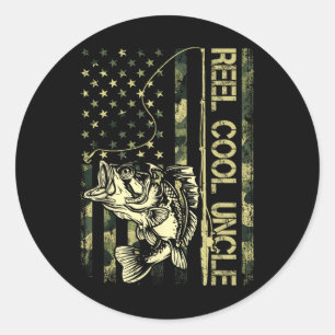 Fathers Day Funny Fisherman Reel Cool Uncle Fishin Classic Round Sticker
