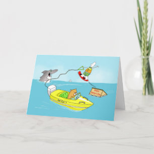 Fathers Day Funny Water Skiing With Shark Card