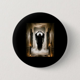 Fathers day ghost heart hands horror scary face 6 cm round badge
