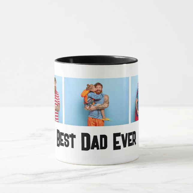 Father's day Gift Best Dad Ever 3 Photo Collage Mug (Center)