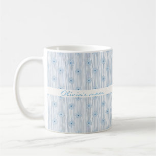 Father's Day Gift Blue Flower Stripes Coffee Mug