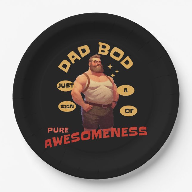 Father's Day Gift | Dad Bod Awesome Paper Plate (Front)