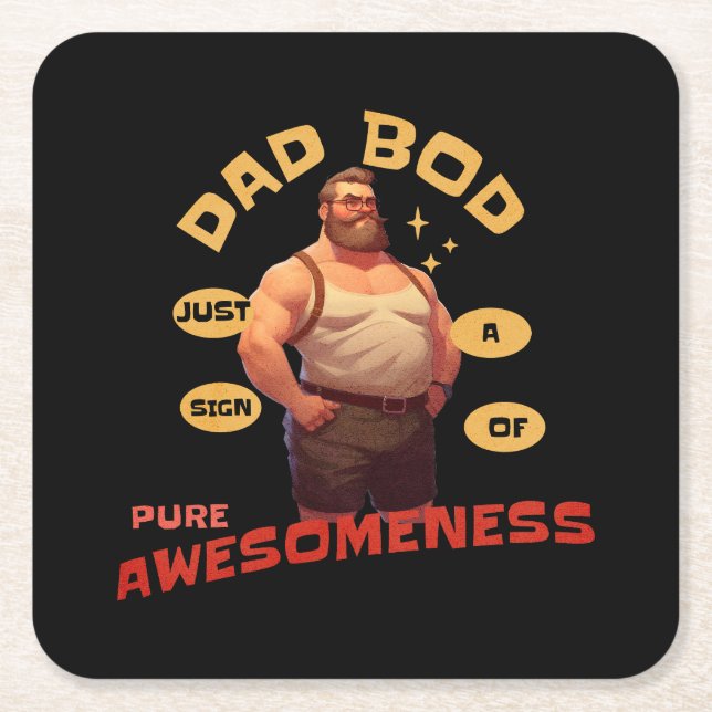 Father's Day Gift | Dad Bod Awesome Square Paper Coaster (Front)
