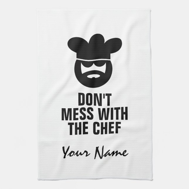 Father's Day gift Don't mess with chef bbq cooking Tea Towel (Vertical)