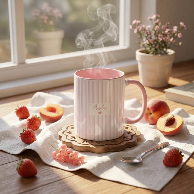 Father's Day Gift For Dad Pink stripes Mug (Creator Uploaded)