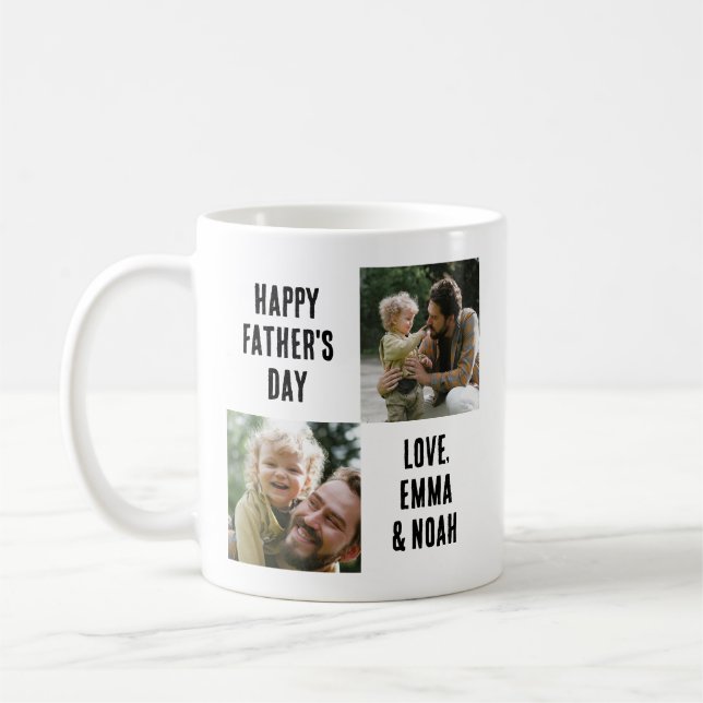Father's Day Gift for Him, Custom 2 Photo Coffee Mug (Left)