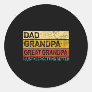 Fathers Day Gift From Grandkids Dad Grandpa Great  Classic Round Sticker