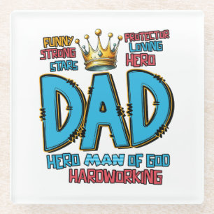 Father's Day Gift Hero Man Of God Glass Coaster