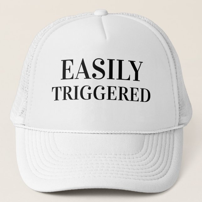 Father's Day Gift Idea Baseball EASILY TRIGGERED Trucker Hat (Front)