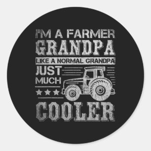Fathers Day Gift Idea Grandpa Tractor Farmer Classic Round Sticker