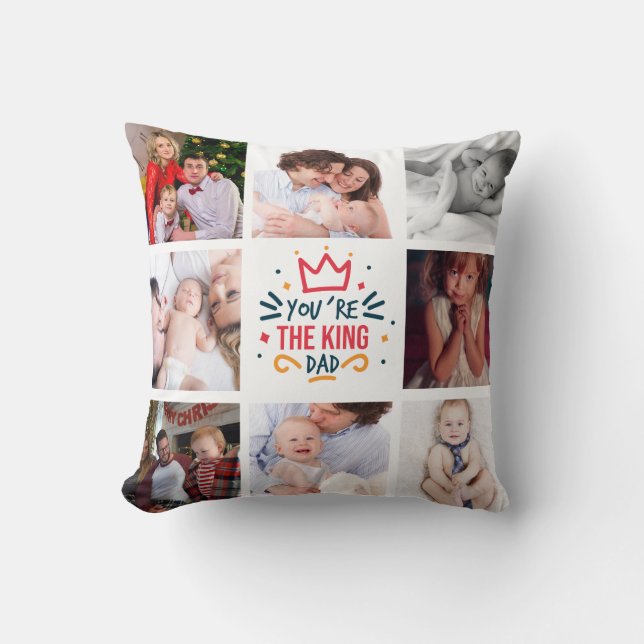 Father's Day Gift KING DAD Best Dad Custom Photos Cushion (Front)