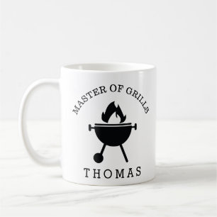 Father's Day Gift Master of Grills Add Custom Name Coffee Mug