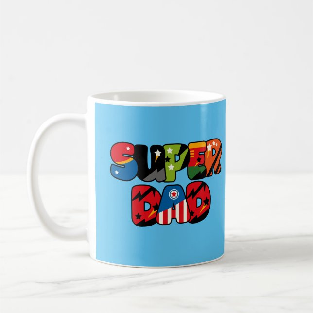 Fathers Day Gift Superdad Superhero Super Dad Coffee Mug (Left)