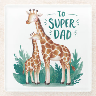 Father's Day Gift   To Super Dad Glass Coaster