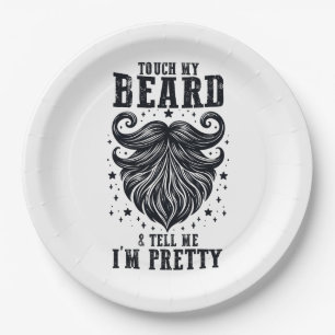 Father's Day Gift Touch My Beard Paper Plate