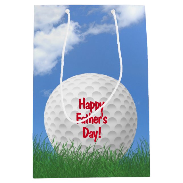 Father's Day golf ball in grass Medium Gift Bag (Front)