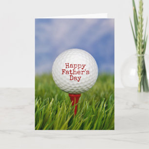 Father's Day Golf Ball on Red Teee Card