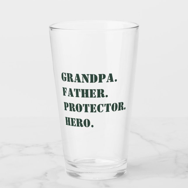 Father's Day Grandpa Father Protector Hero Text Glass (Front)