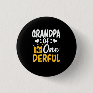 Father's Day  Grandpa of Mr Onederful 1st Birthday 3 Cm Round Badge